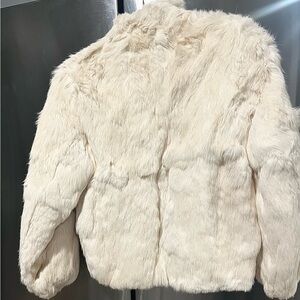 Chic Cream Vintage Rabbit Fur Jacket